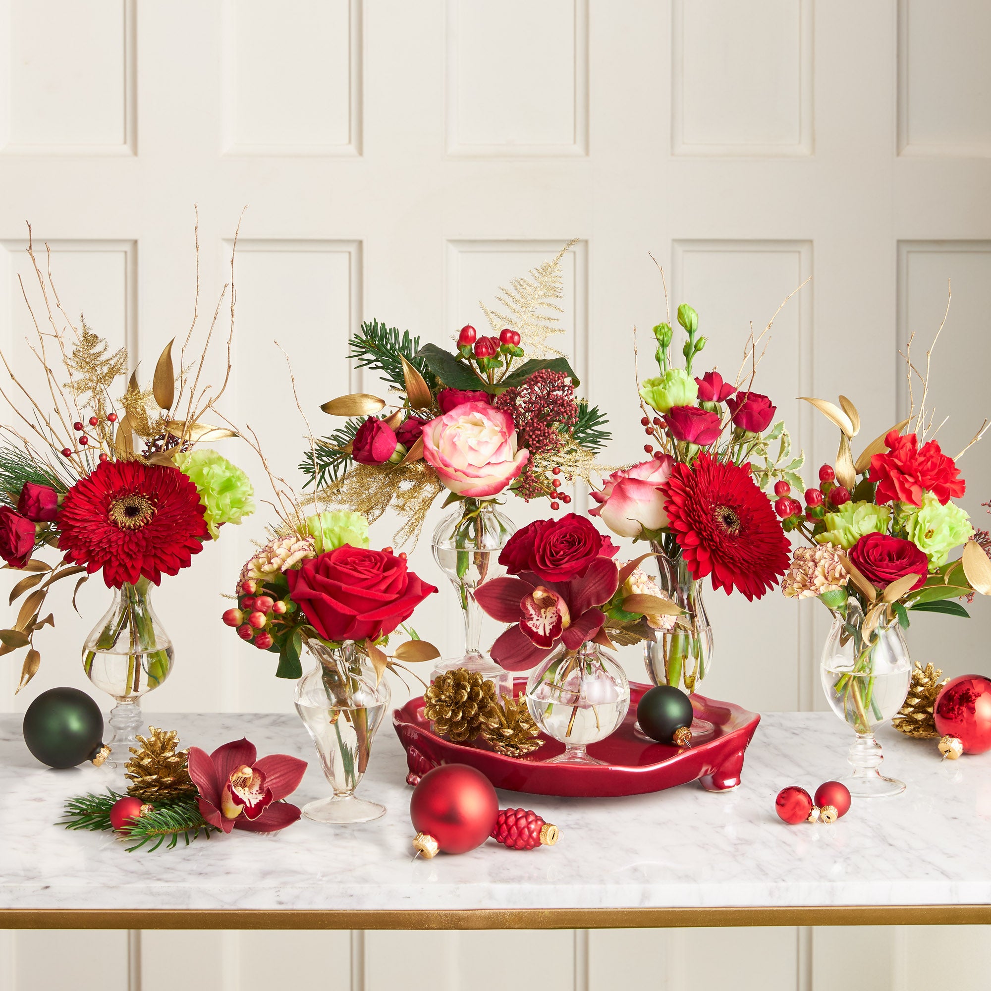 'Merry & Bright' Festive Bud Vase Centrepiece